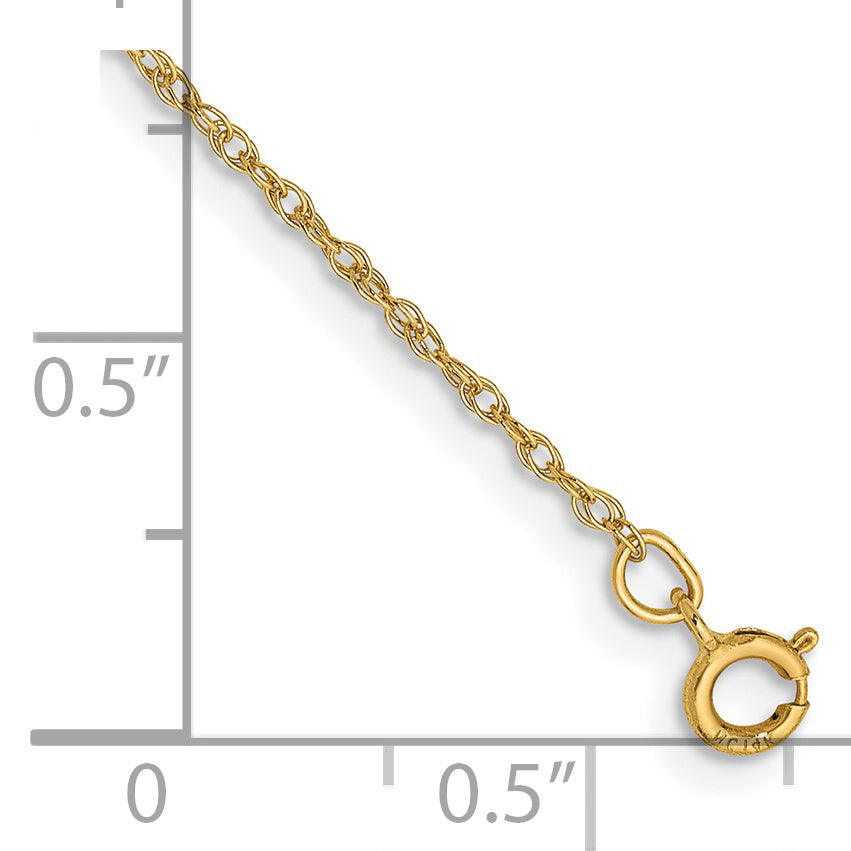 Tobillera de Oro Amarillo de 14K con Cadena Ligera de Cuerda para Bebé de 9 Pulgadas