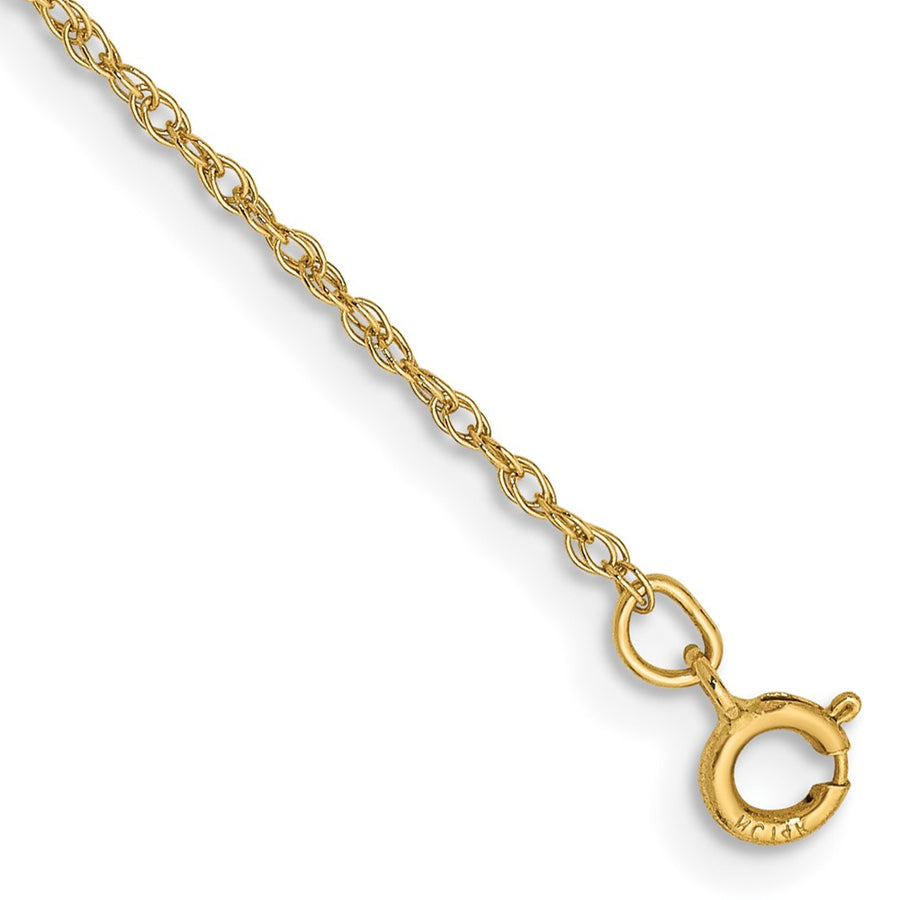 Tobillera de Oro Amarillo de 14K con Cadena Ligera de Cuerda para Bebé de 9 Pulgadas