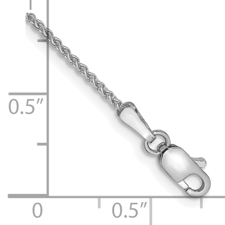 Tobillera de Cadena Espiga en Oro Blanco de 14K de 10 Pulgadas y 1.25 mm con Cierre de Langosta