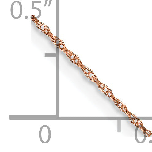 Cadena de cuerda para bebé de oro rosa de 14 k de 0,5 mm
