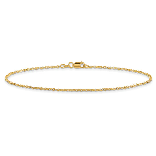 Tobillera 14K de Oro Amarillo 10 Pulgadas 1.4mm Forzantine con Cierre de Langosta