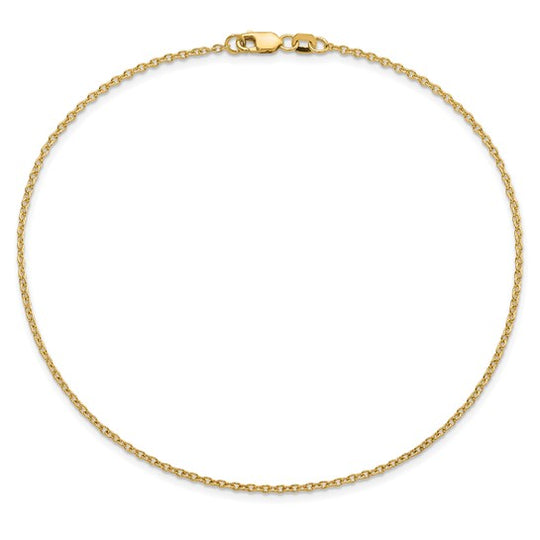 Tobillera 14K de Oro Amarillo 10 Pulgadas 1.4mm Forzantine con Cierre de Langosta