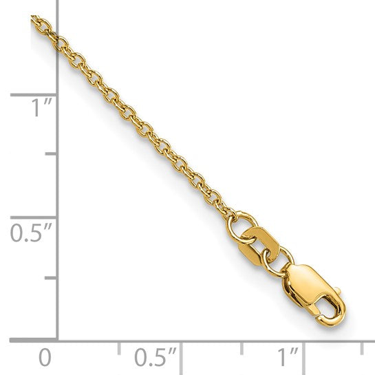 Tobillera 14K de Oro Amarillo 10 Pulgadas 1.4mm Forzantine con Cierre de Langosta