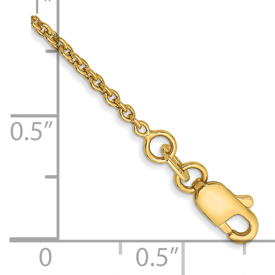 Tobillera de 14K en Oro Amarillo de 9 Pulgadas y 1.4 mm Tipo Forzantine Cable con Cierre de Langosta