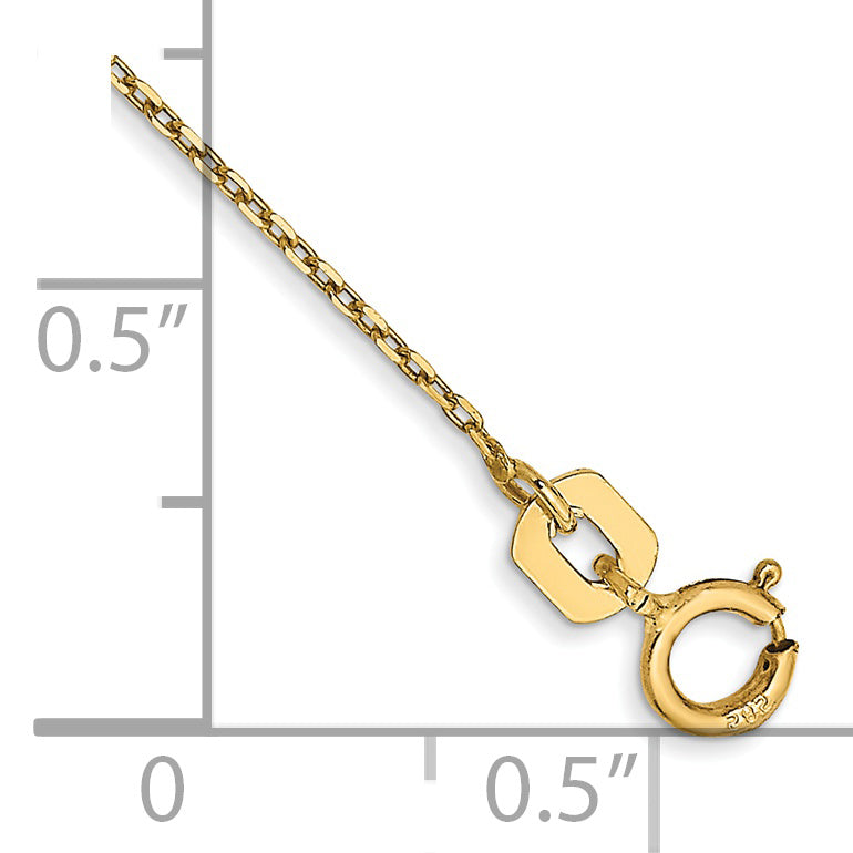 Tobillera de Cable Cortado Diamante de 14K 9 Pulgadas 0.8mm con Cierre de Anillo a Resorte