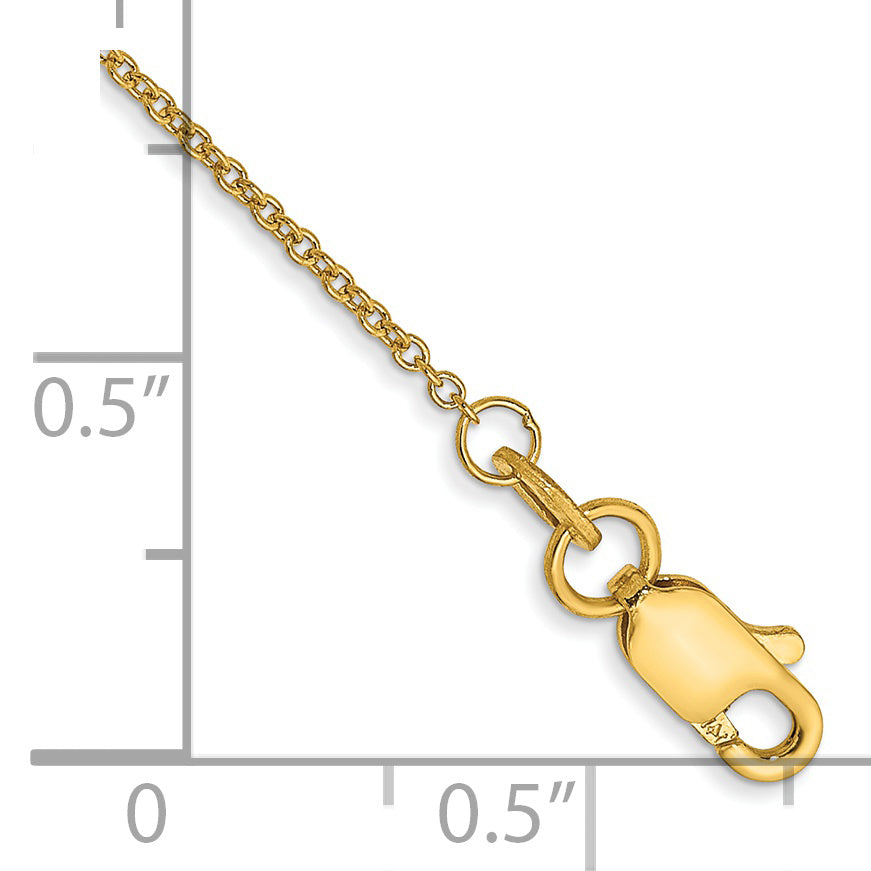 14K Yellow Gold 10 Inch (1mm) Anklet with Lobster Clasp and Round Open Link Chain