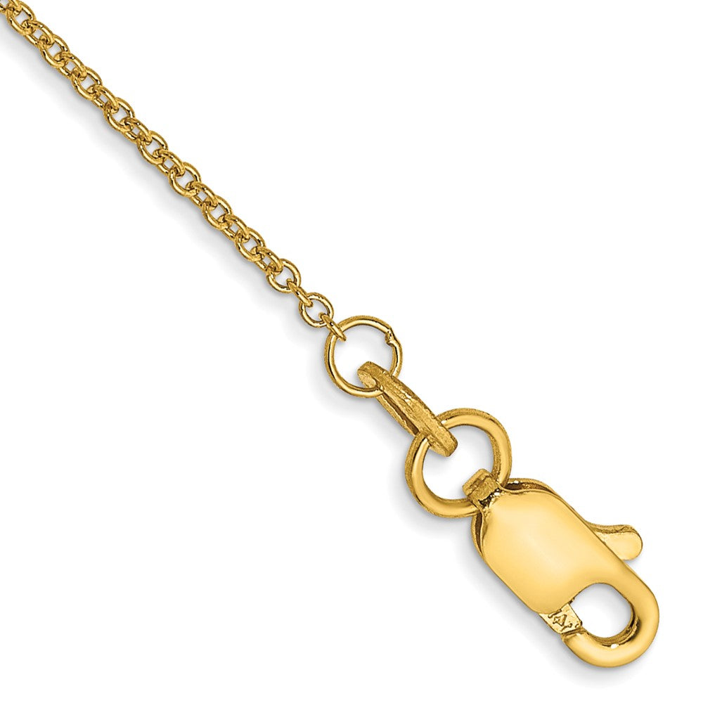 14K Yellow Gold 10 Inch (1mm) Anklet with Lobster Clasp and Round Open Link Chain