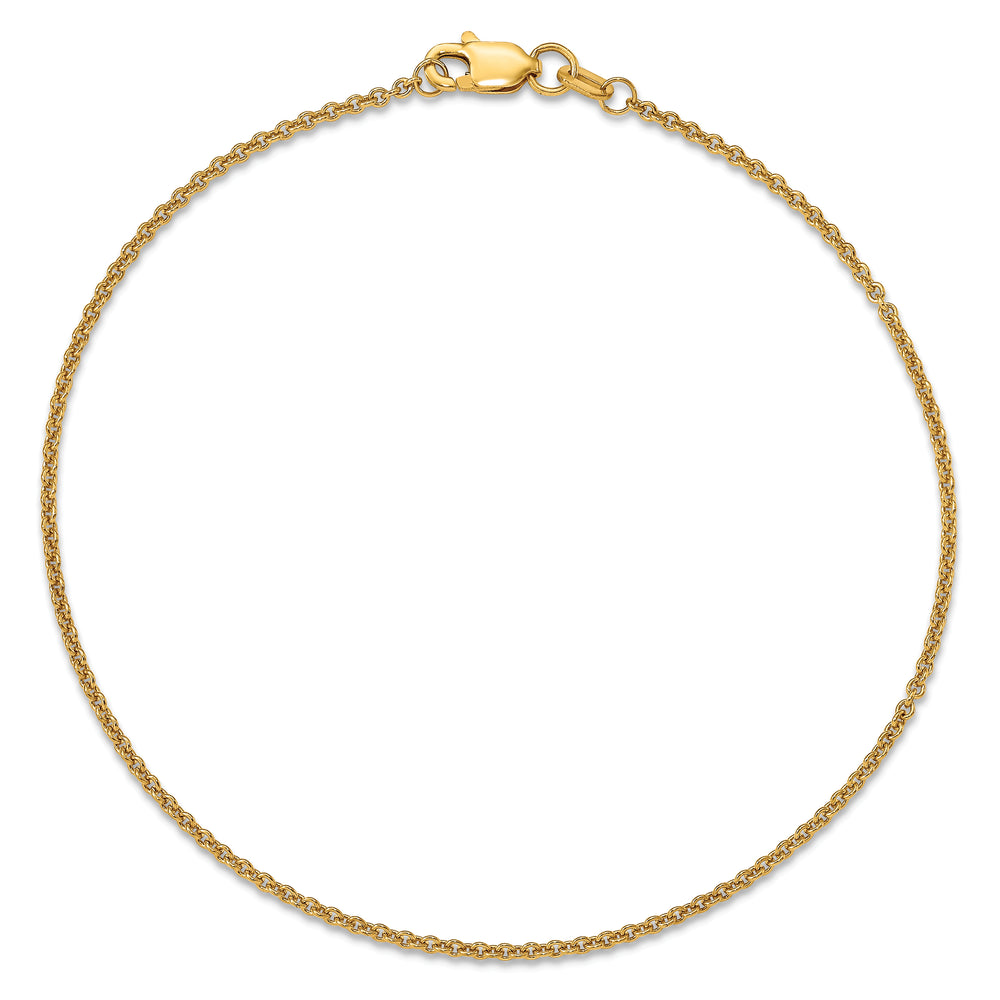 Tobillera 14K Oro Amarillo 9 Pulgadas 1.4mm Cable con Cierre de Langosta