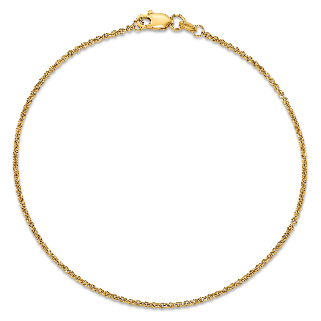 Tobillera 14K Oro Amarillo 9 Pulgadas 1.4mm Cable con Cierre de Langosta