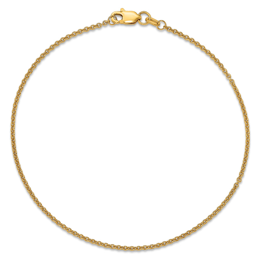 Tobillera 14K Oro Amarillo 9 Pulgadas 1.4mm Cable con Cierre de Langosta