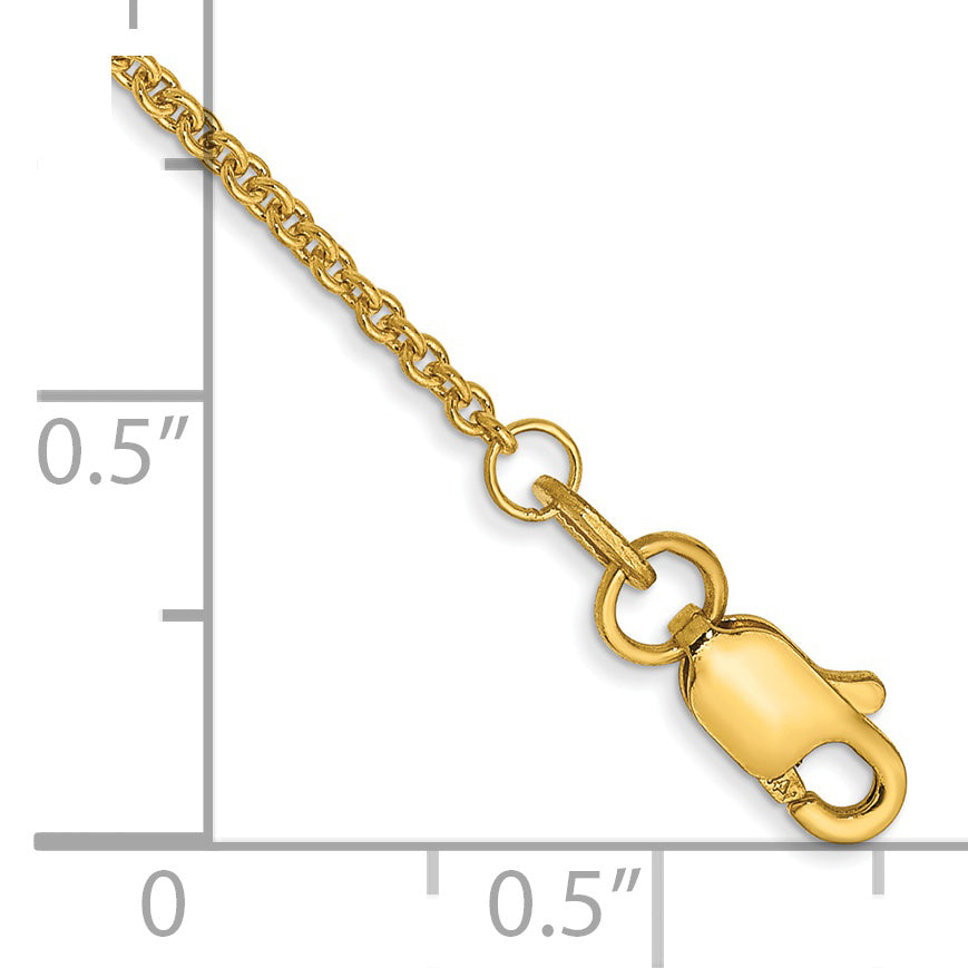 Tobillera 14K Oro Amarillo 9 Pulgadas 1.4mm Cable con Cierre de Langosta