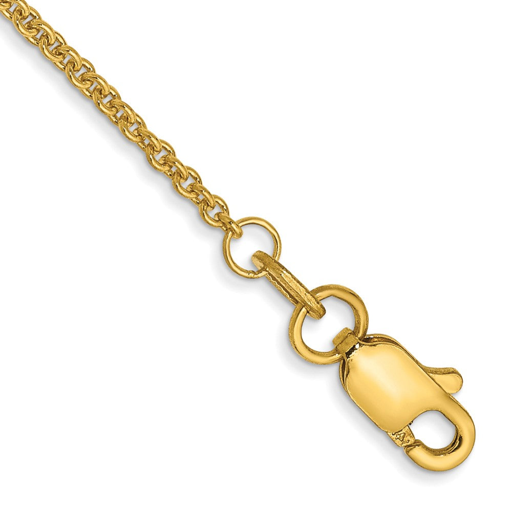 Tobillera 14K Oro Amarillo 9 Pulgadas 1.4mm Cable con Cierre de Langosta