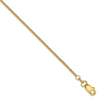 Tobillera de Oro Amarillo 14K de 10 Pulgadas, 1.4 mm, Tipo Cable de Eslabones Redondos Abiertos con Cierre de Langosta