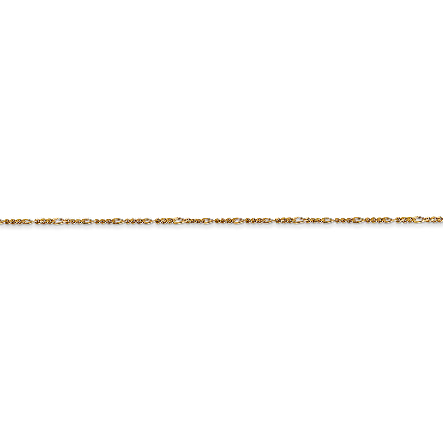 Cadena con Colgante Figaro Plana   de 1.25 mm en Oro Amarillo de 14k