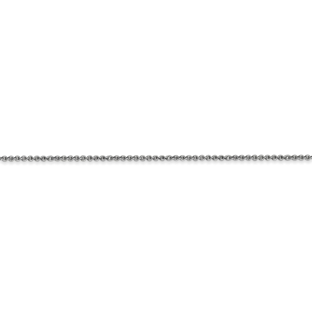 Cadena de Oro Blanco de 14K, 35.5 cm (14 pulgadas), 1 mm, Estilo Cable de Eslabones Abiertos Redondos con Cierre de Langosta y Baño de Rodio