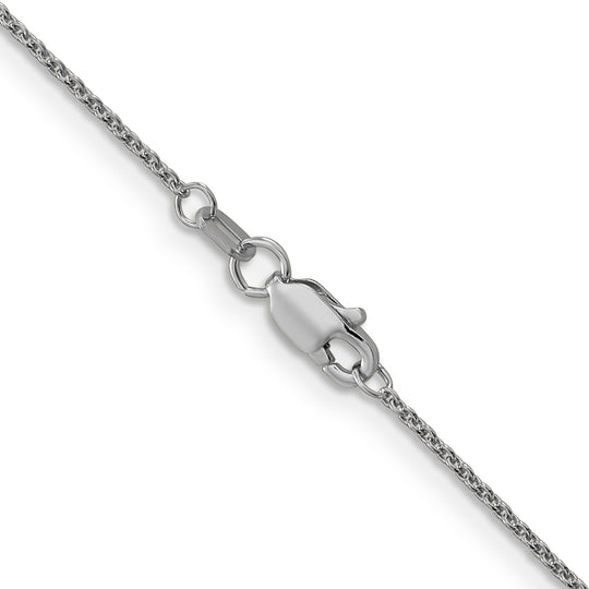 Cadena de Oro Blanco de 14K, 35.5 cm (14 pulgadas), 1 mm, Estilo Cable de Eslabones Abiertos Redondos con Cierre de Langosta y Baño de Rodio
