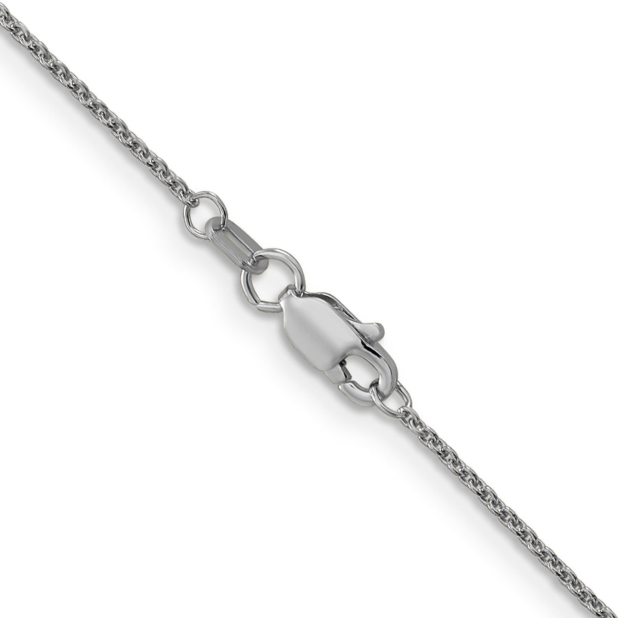 Cadena de Oro Blanco de 14K, 35.5 cm (14 pulgadas), 1 mm, Estilo Cable de Eslabones Abiertos Redondos con Cierre de Langosta y Baño de Rodio