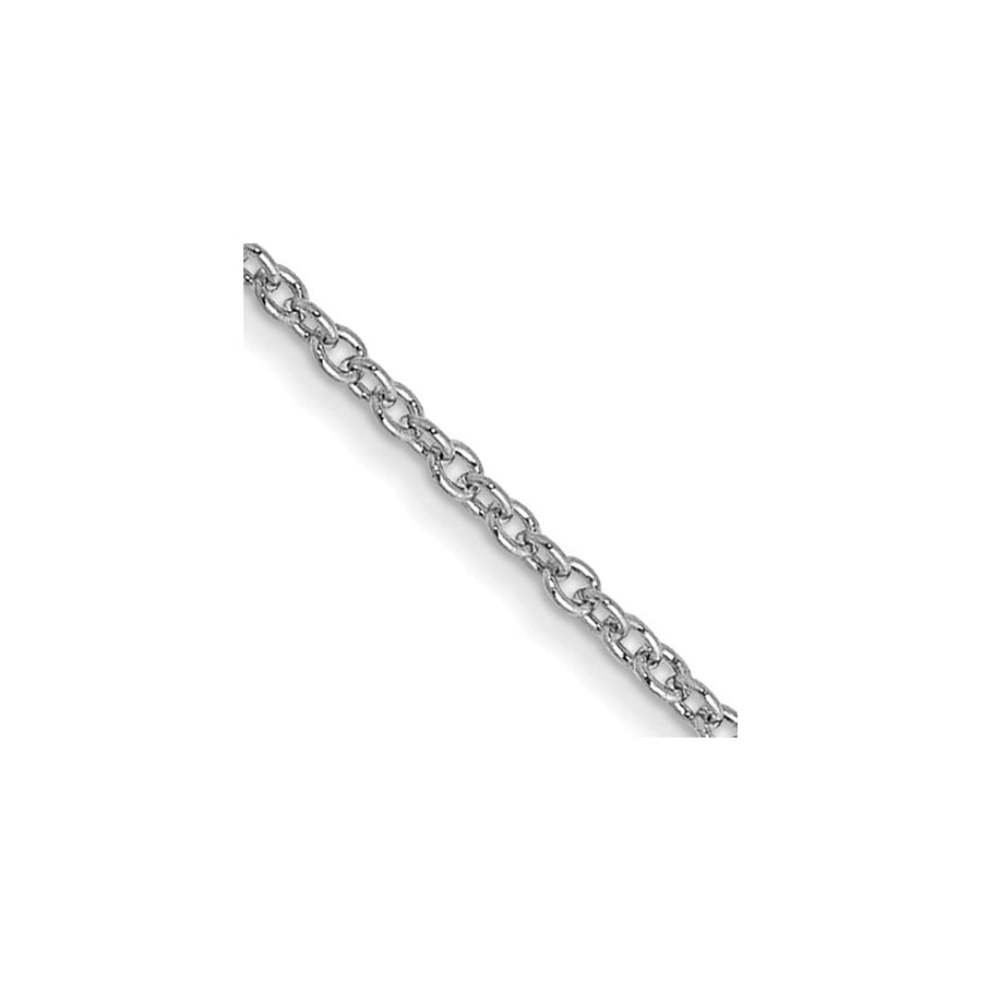 Cadena de Oro Blanco de 14K, 35.5 cm (14 pulgadas), 1 mm, Estilo Cable de Eslabones Abiertos Redondos con Cierre de Langosta y Baño de Rodio
