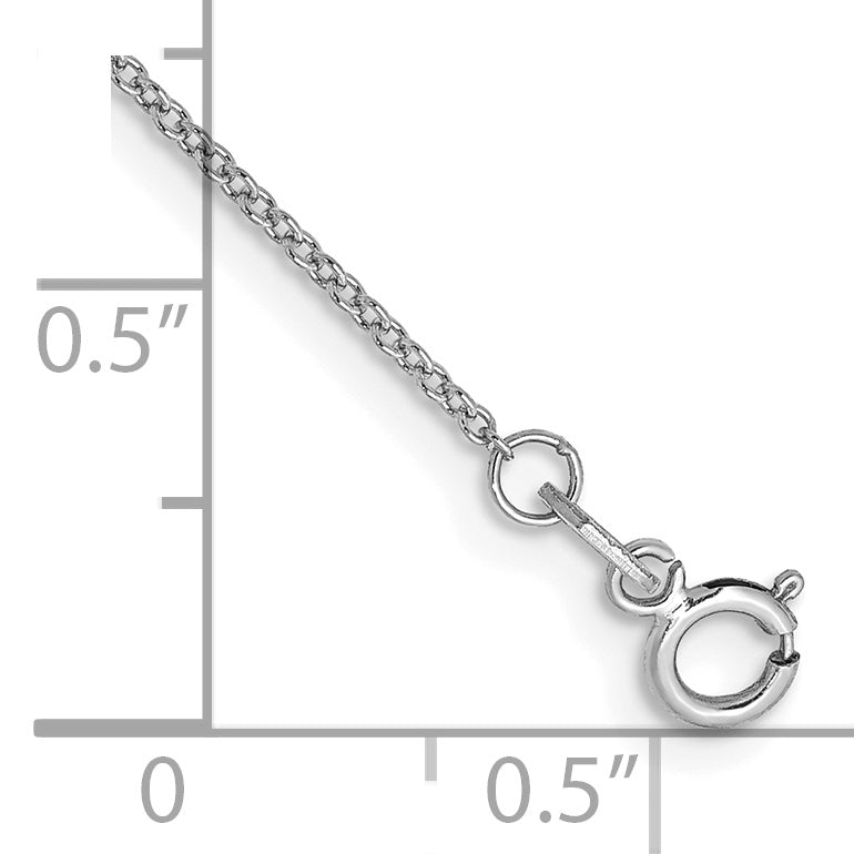 Tobillera de Oro Blanco de 14K de 10 Pulgadas y 0.9 mm con Cierre de Anilla de Resorte