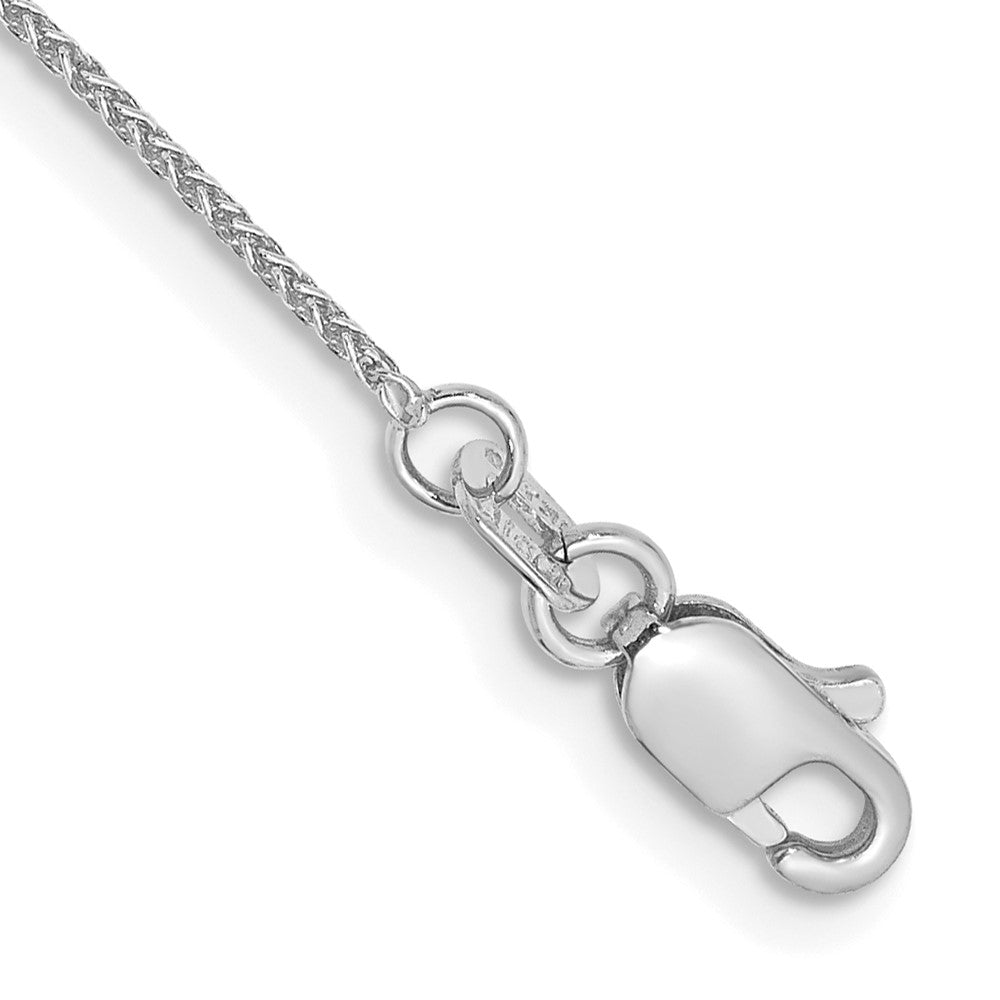 Tobillera de Oro Blanco de 14K de 10 pulgadas y 0.85 mm con Cierre de Langosta (Cadena Spiga)