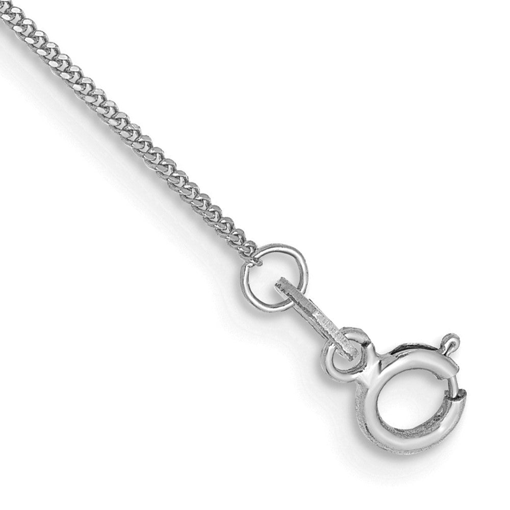 Tobillera de Oro Blanco de 14K de 10 Pulgadas y 0.9 mm con Cadena Curb y Cierre de Anillo de Resorte