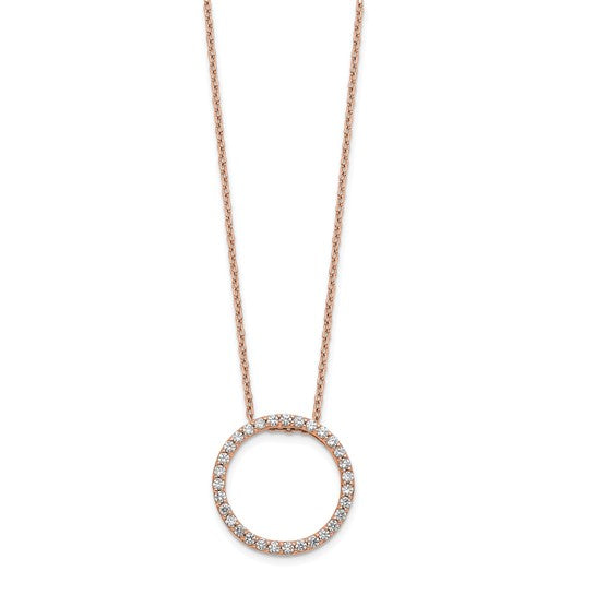 1/2 Quart Lab-Created Diamond Round Pendant Necklace in 14k Rose Gold, 18 Inch Chain