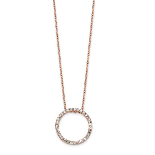 1/2 Quart Lab-Created Diamond Round Pendant Necklace in 14k Rose Gold, 18 Inch Chain