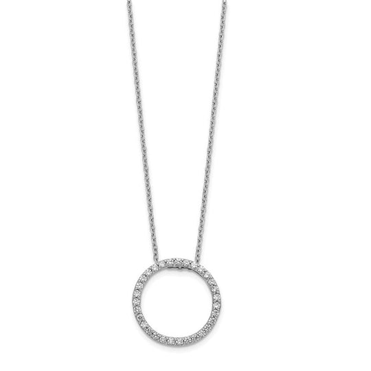1/2 Quart Lab-Created Diamond Round Pendant Necklace in 14k White Gold, 18 Inch Chain