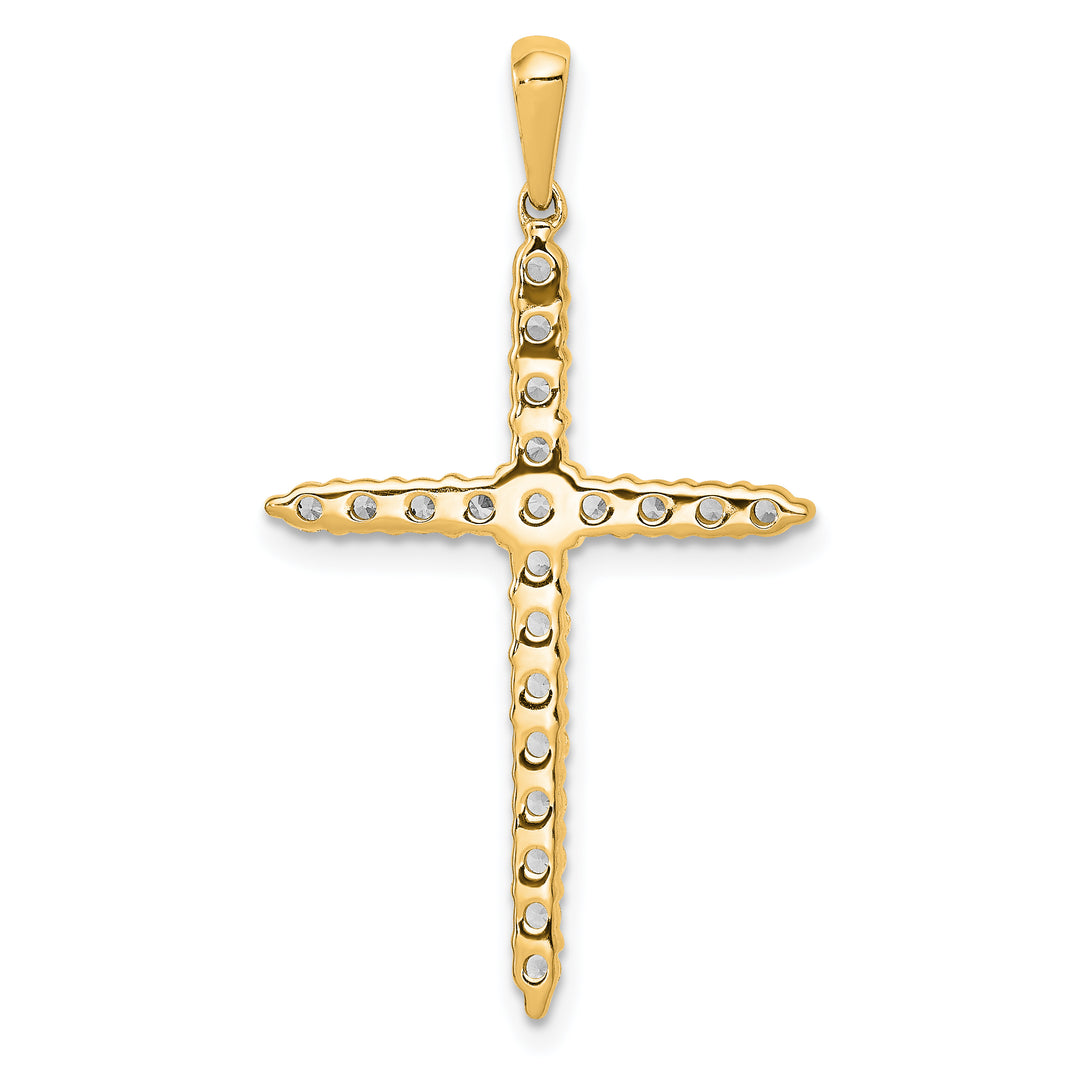 Collar con Dije de Cruz de Oro Amarillo de 14k y Diamantes Cultivados en Laboratorio de 1 Quilate (VS/SI+ G+) – 18 Pulgadas