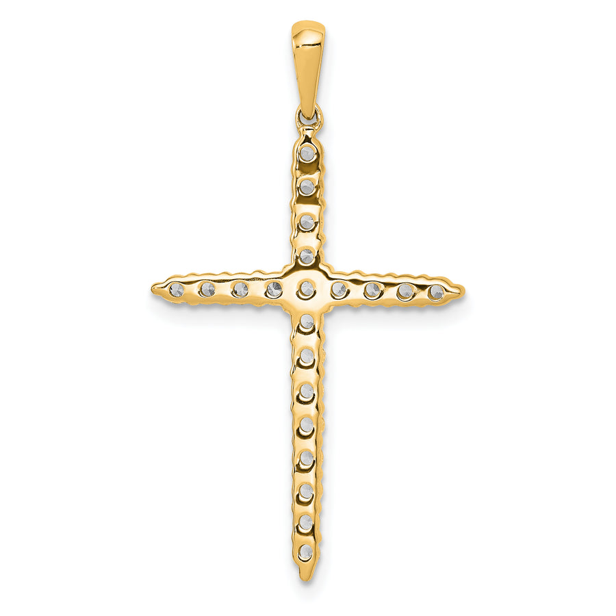 Collar con Dije de Cruz de Oro Amarillo de 14k y Diamantes Cultivados en Laboratorio de 1 Quilate (VS/SI+ G+) – 18 Pulgadas
