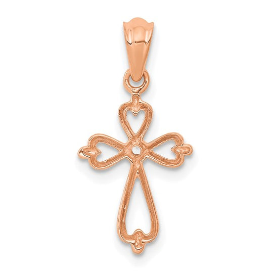 Colgante de Cruz con Diamantes en Oro Rosa 14K