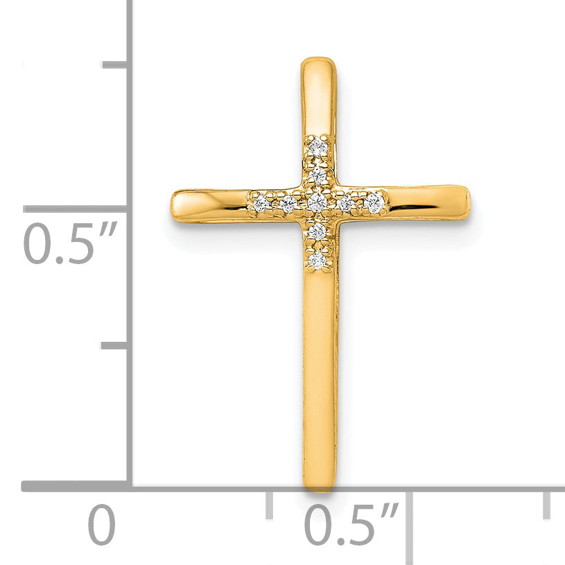 Colgante Deslizable de Cruz con Diamantes de 0.03 ct en Oro Amarillo de 14k