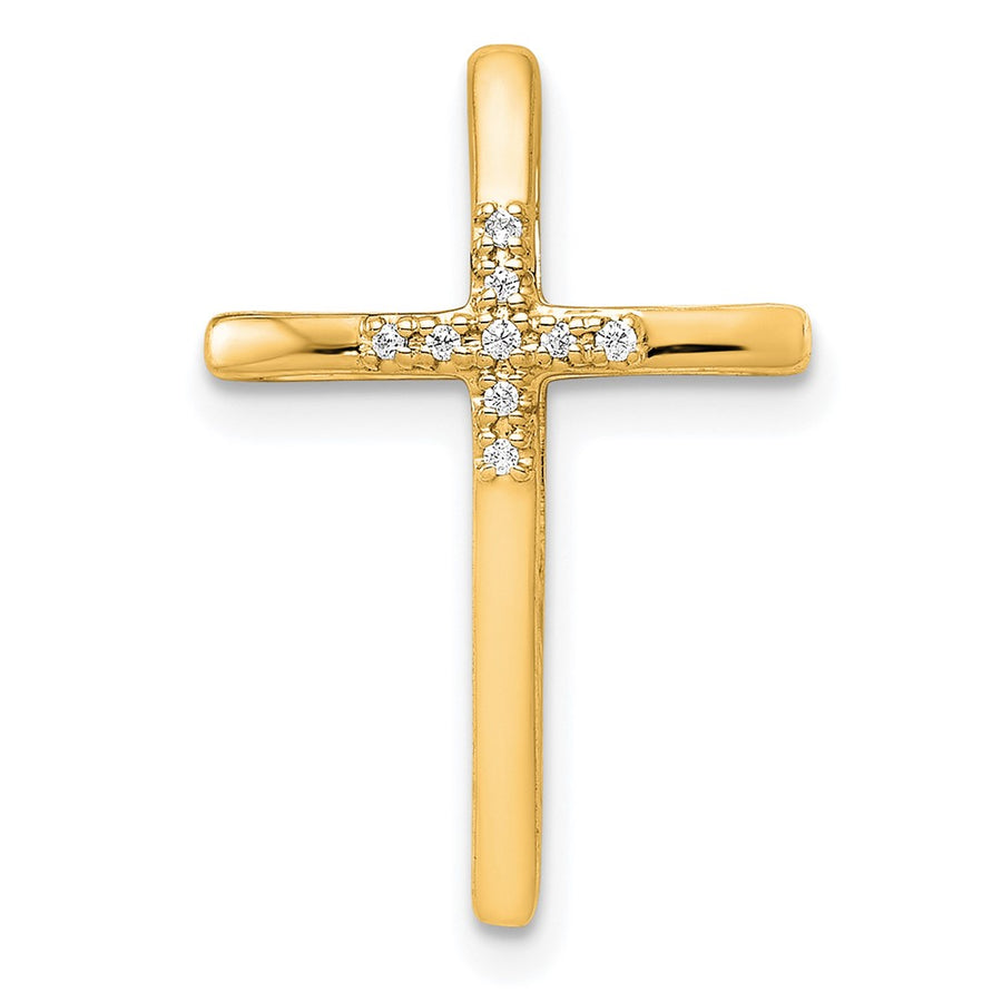 Colgante Deslizable de Cruz con Diamantes de 0.03 ct en Oro Amarillo de 14k