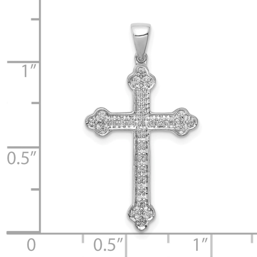 Colgante de Cruz en Oro Blanco 14K con Diamantes