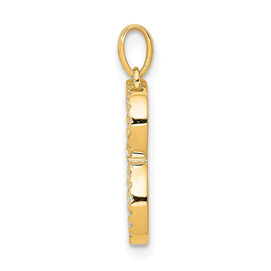 Initial Letter B Pendant in 14k Yellow Gold with Diamond