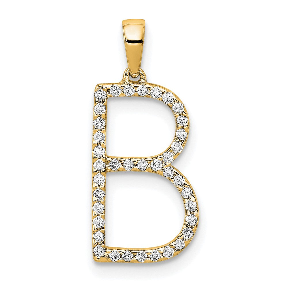 Initial Letter B Pendant in 14k Yellow Gold with Diamond