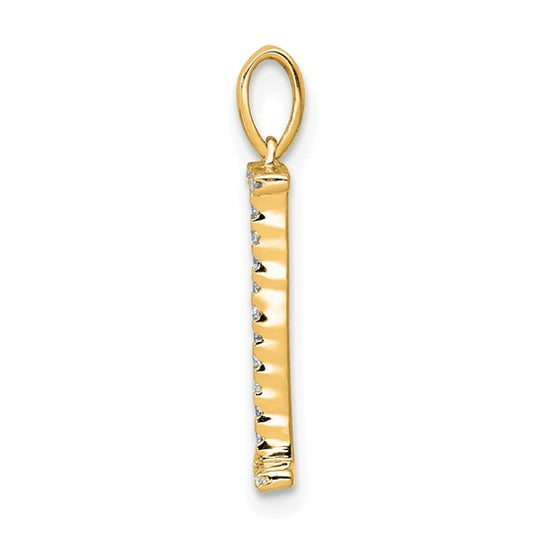 14K Yellow Gold "I" Initial Pendant with Diamond 