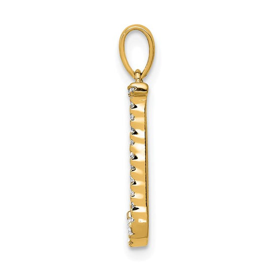 14K Yellow Gold "J" Initial Pendant with Diamond