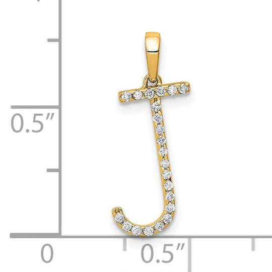 14K Yellow Gold "J" Initial Pendant with Diamond