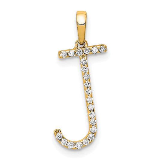 14K Yellow Gold "J" Initial Pendant with Diamond