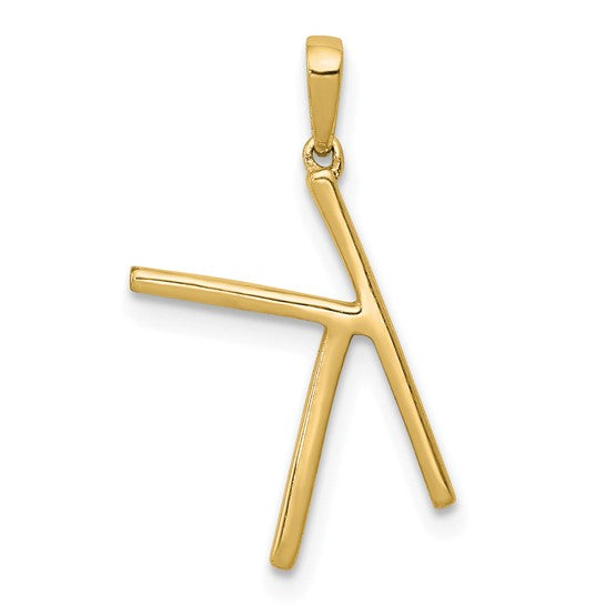 14K Diamond Initial Letter K Pendant