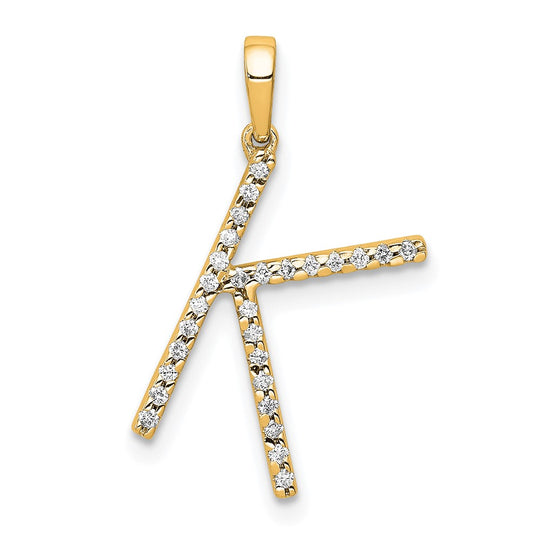 14K Diamond Initial Letter K Pendant