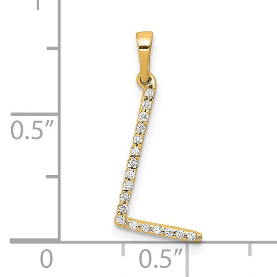Dije Inicial Letra “L” con Diamantes en Oro Amarillo de 14K