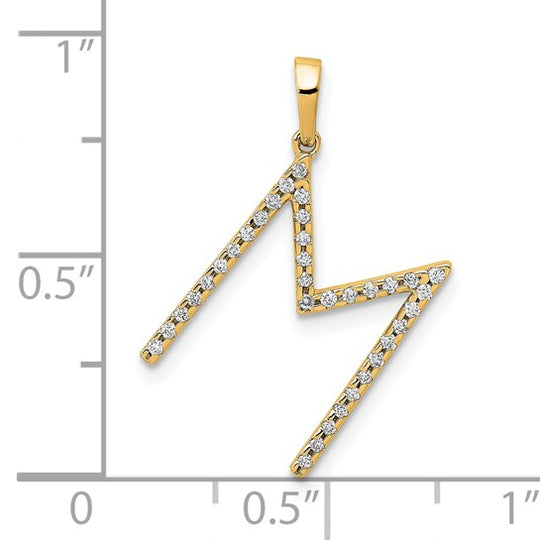 Colgante con Letra “M” en Oro Amarillo de 14K con Diamantes