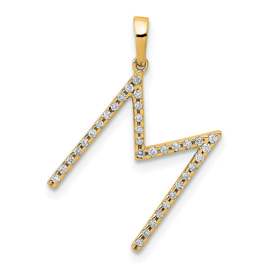 Colgante con Letra “M” en Oro Amarillo de 14K con Diamantes