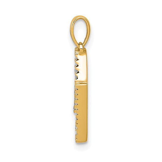 Dije con Letra "N" Inicial en Oro Amarillo de 14K con Diamantes