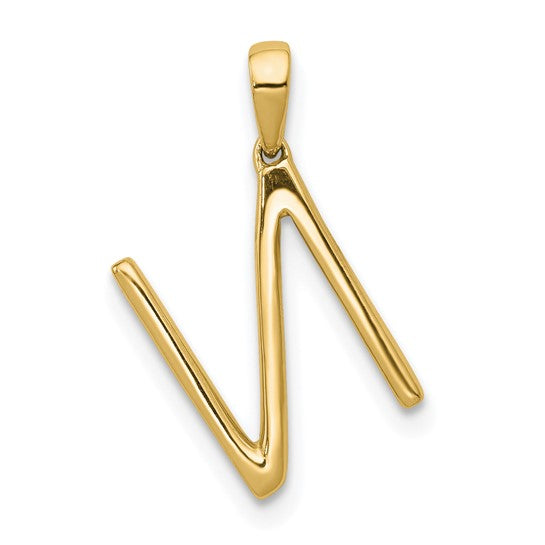 Dije con Letra "N" Inicial en Oro Amarillo de 14K con Diamantes