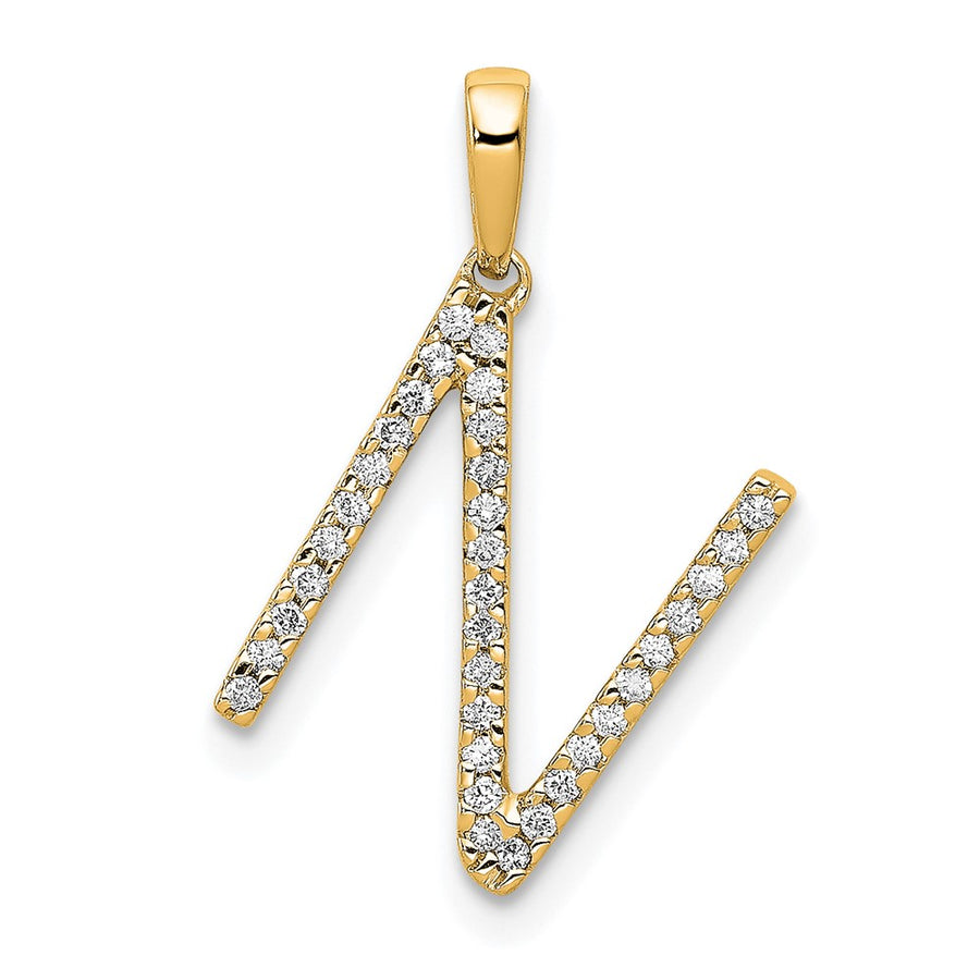 Dije con Letra "N" Inicial en Oro Amarillo de 14K con Diamantes