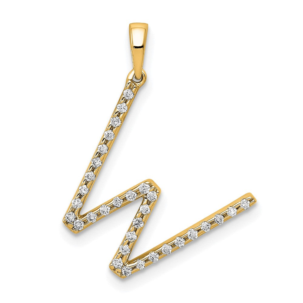 Initial "W" Pendant with Diamonds in 14k Yellow Gold