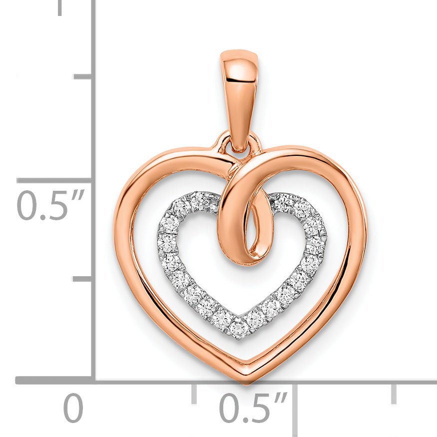 Heart Pendant with Diamonds in 14k White and Rose Gold